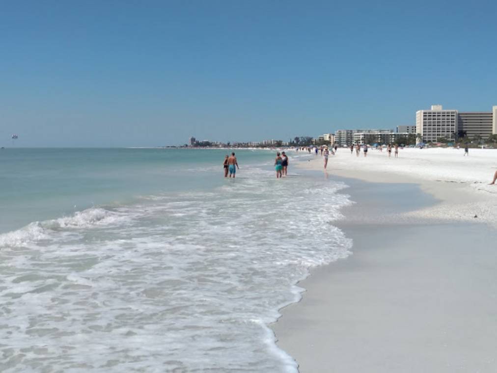 Crescent Beach on Siesta Key with soft sand and clear water
